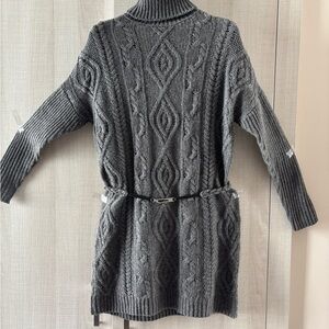Moda International Charcoal Cable Knit Turtleneck Sweater